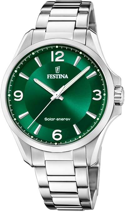 Die solarbetriebene Designer Uhr Festina F20656/3 für Herren mit grünem Zifferblatt