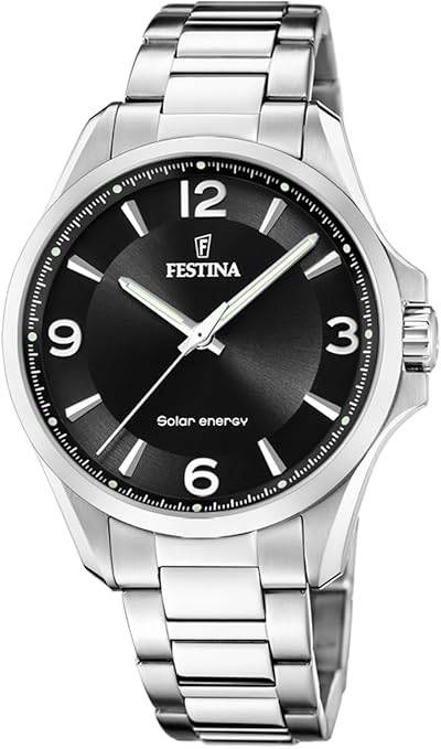 Die solarbetriebene Designer Uhr Festina F20656/4 für Herren mit schwarzem Zifferblatt
