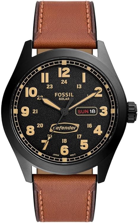 Die solarbetriebene Designer Uhr Fossil FS5978 für Herren mit schwarz-beigem Zifferblatt