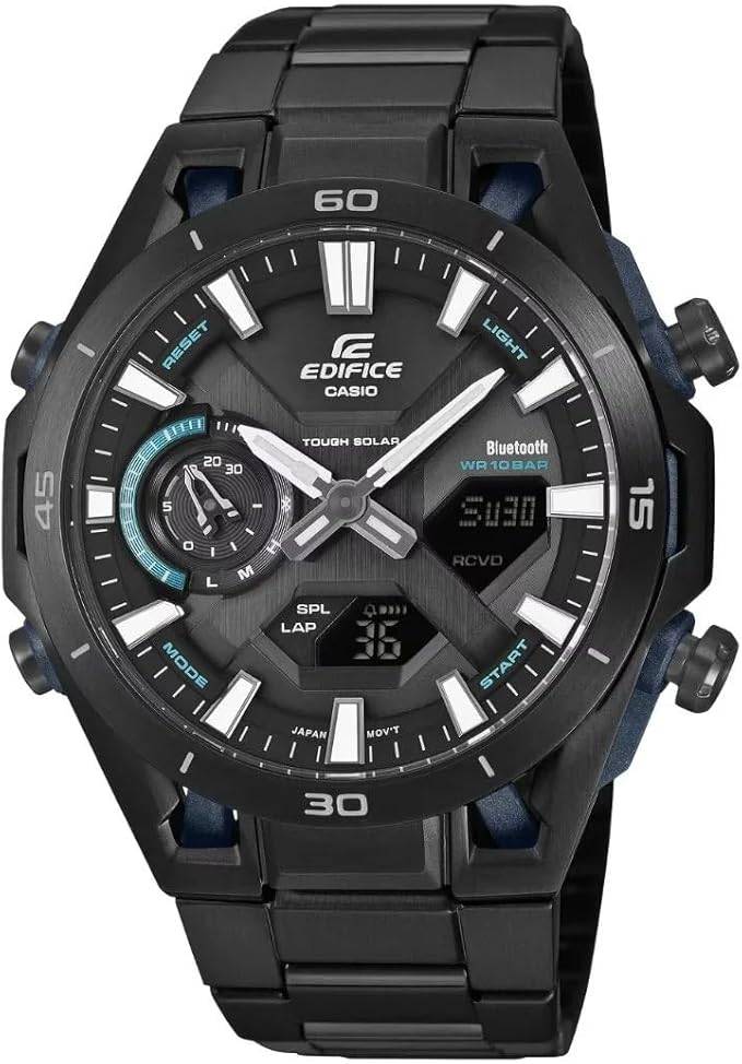 Die solarbetriebene Designer Uhr Casio EDIFICE SOSPENSIONE ECB-2300DC-1AEF für Herren mit schwarzem Zifferblatt