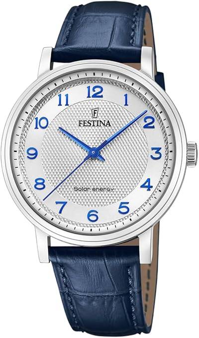 Die solarbetriebene Designer Uhr Festina F20660/1 für Herren mit weißem Zifferblatt