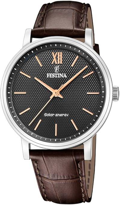 Die solarbetriebene Designer Uhr Festina F20660/6 für Herren mit schwarzem Zifferblatt