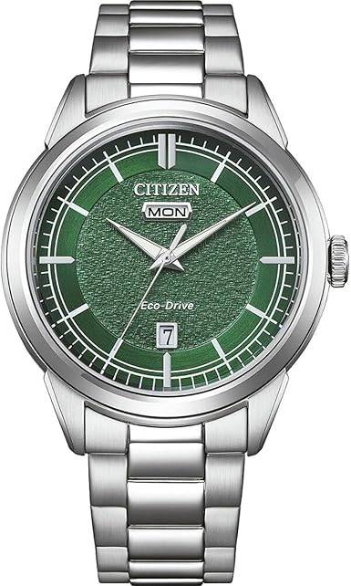 Die solarbetriebene Designer Uhr Citizen Eco-Drive AW0151-85XC für Herren mit grünem Zifferblatt