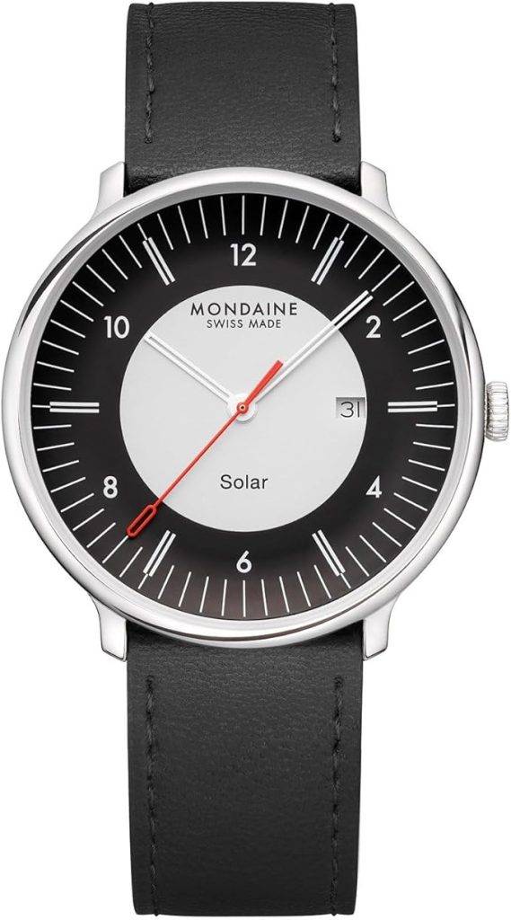 Die solarbetriebene Designer Uhr Doppio Solar MLE.41920.LBV für Herren mit schwarz-weißem Zifferblatt