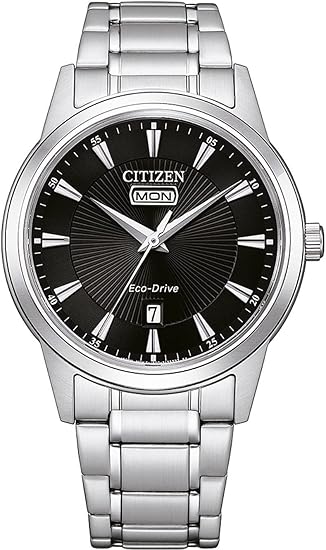 Die solarbetriebene Designer Uhr Citizen Eco-Drive AW0100-86EC für Herren mit schwarzem Zifferblatt