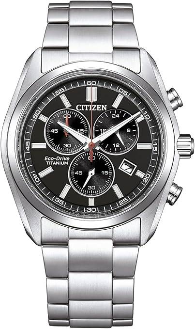 Die solarbetriebene Designer Uhr Citizen Eco-Drive Titan AT2590-59E für Herren mit schwarzem Zifferblatt