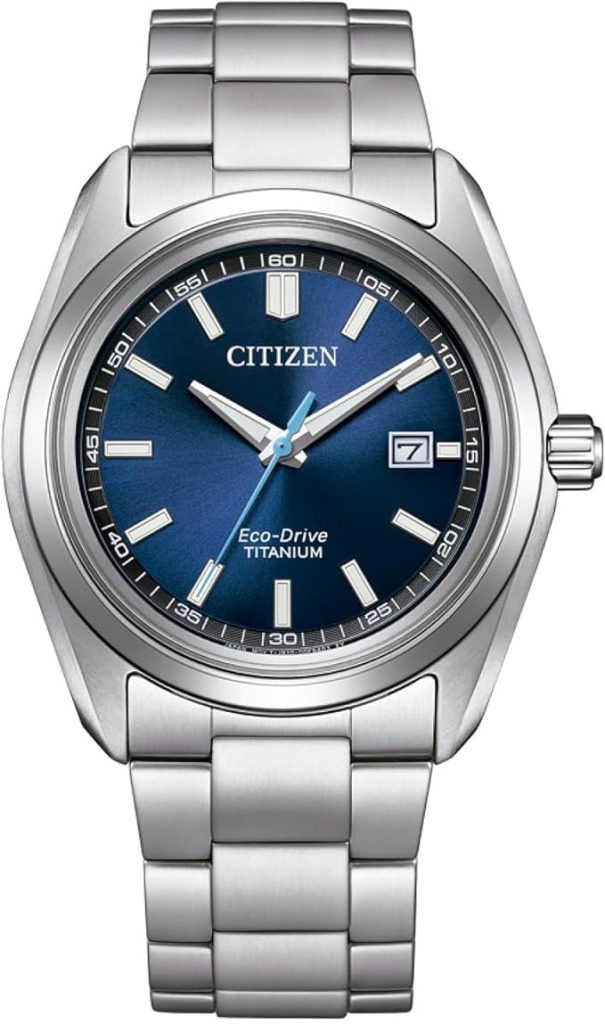 Die solarbetriebene Designer Uhr Citizen Eco-Drive Titan AW1900-50L für Herren mit blauem Zifferblatt