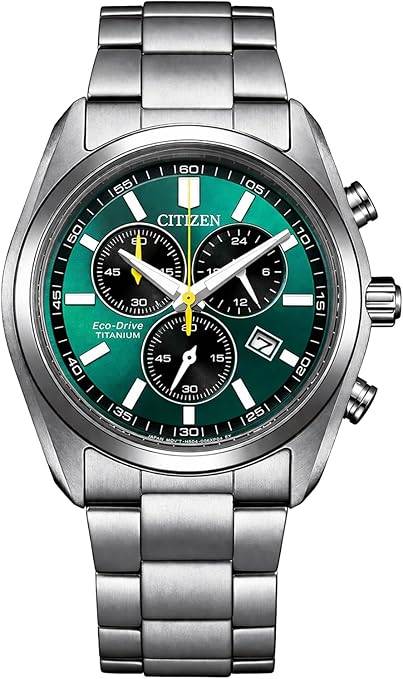 Die solarbetriebene Designer Uhr Citizen Eco-Drive Titanium AT2590-59X für Herren mit petrolfarbenem Zifferblatt